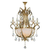 Asfour Crystal - Alabaster Chandelier - 10 Bulbs - Gold Oxide - Ball Clear